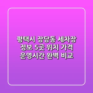 평택시 장당동 세차장 정보: 5곳 위치, 가격, 운영시간 완벽 비교