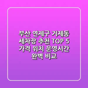 부산 연제구 거제동 세차장 추천 TOP 5 - 가격, 위치, 운영시간 완벽 비교