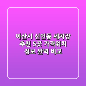 아산시 신인동 세차장 추천: 5곳 가격/위치 정보 완벽 비교