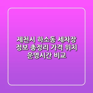 제천시 하소동 세차장 정보 총정리 - 가격, 위치, 운영시간 비교