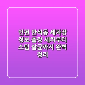 인천 만석동 세차장 정보: 출장 세차부터 스팀 살균까지 완벽 정리