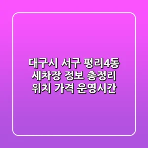 대구시 서구 평리4동 세차장 정보 총정리 - 위치, 가격, 운영시간