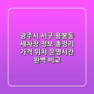 광주시 서구 용봉동 세차장 정보 총정리 - 가격, 위치, 운영시간 완벽 비교
