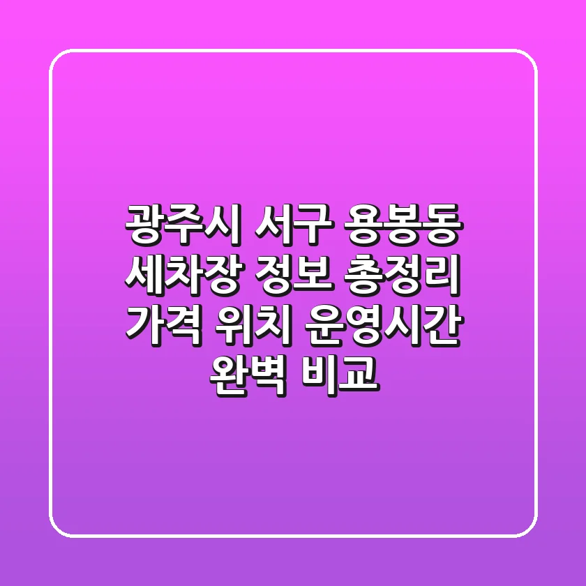 광주시 서구 용봉동 세차장 정보 총정리 - 가격, 위치, 운영시간 완벽 비교