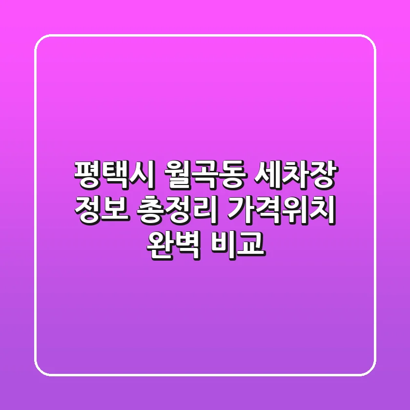 평택시 월곡동 세차장 정보 총정리 - 가격/위치 완벽 비교