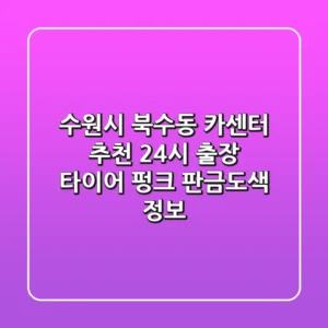 수원시 북수동 카센터 추천: 24시 출장, 타이어 펑크, 판금도색 정보