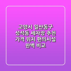 고양시 일산동구 성석동 세차장 추천 - 가격, 위치, 편의시설 완벽 비교