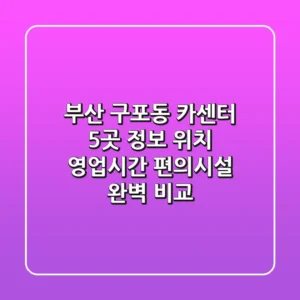 부산 구포동 카센터 5곳 정보 - 위치, 영업시간, 편의시설 완벽 비교