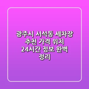 광주시 서석동 세차장 추천 - 가격, 위치, 24시간 정보 완벽 정리