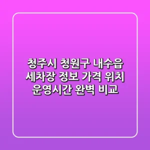 청주시 청원구 내수읍 세차장 정보: 가격, 위치, 운영시간 완벽 비교