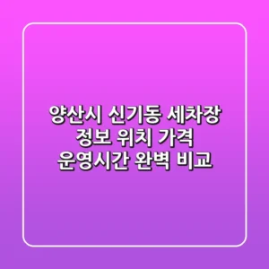 양산시 신기동 세차장 정보: 위치, 가격, 운영시간 완벽 비교
