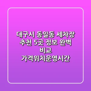 대구시 동일동 세차장 추천: 5곳 정보 완벽 비교 (가격/위치/운영시간)