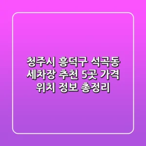 청주시 흥덕구 석곡동 세차장 추천 5곳 - 가격, 위치, 정보 총정리