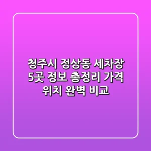 청주시 정상동 세차장 5곳 정보 총정리 - 가격, 위치 완벽 비교