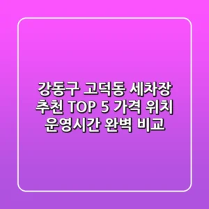 강동구 고덕동 세차장 추천 TOP 5 - 가격, 위치, 운영시간 완벽 비교
