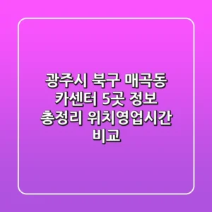 광주시 북구 매곡동 카센터 5곳 정보 총정리 - 위치/영업시간 비교