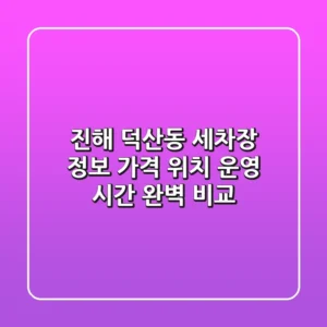 진해 덕산동 세차장 정보: 가격, 위치, 운영 시간 완벽 비교