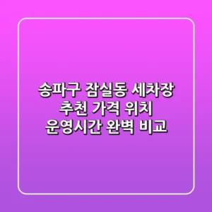 송파구 잠실동 세차장 추천 - 가격, 위치, 운영시간 완벽 비교