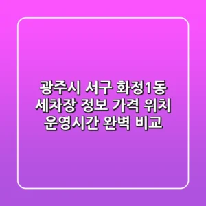 광주시 서구 화정1동 세차장 정보: 가격, 위치, 운영시간 완벽 비교