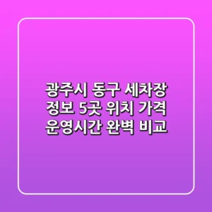 광주시 동구 세차장 정보: 5곳 위치, 가격, 운영시간 완벽 비교