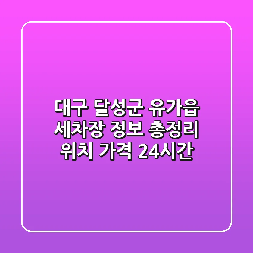대구 달성군 유가읍 세차장 정보 총정리 - 위치, 가격, 24시간