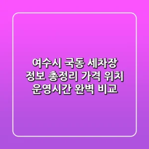 여수시 국동 세차장 정보 총정리 - 가격, 위치, 운영시간 완벽 비교