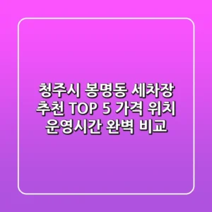 청주시 봉명동 세차장 추천 TOP 5 - 가격, 위치, 운영시간 완벽 비교
