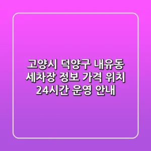 고양시 덕양구 내유동 세차장 정보: 가격, 위치, 24시간 운영 안내