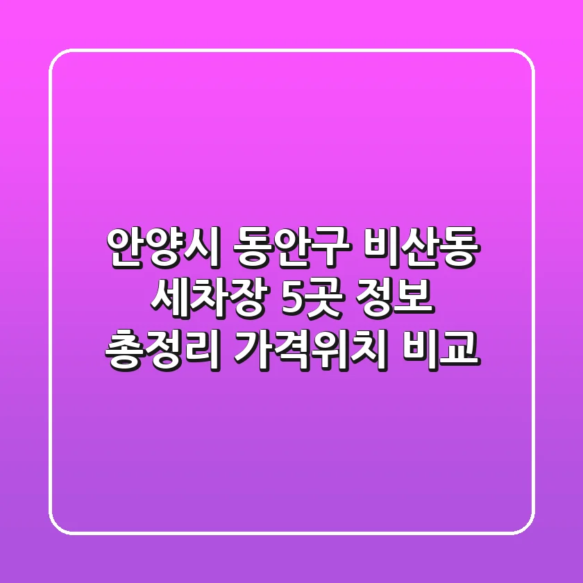 안양시 동안구 비산동 세차장 5곳 정보 총정리 - 가격/위치 비교