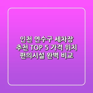 인천 연수구 세차장 추천 TOP 5 - 가격, 위치, 편의시설 완벽 비교