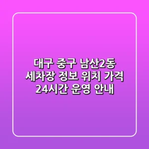 대구 중구 남산2동 세차장 정보: 위치, 가격, 24시간 운영 안내