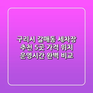구리시 갈매동 세차장 추천 5곳 - 가격, 위치, 운영시간 완벽 비교