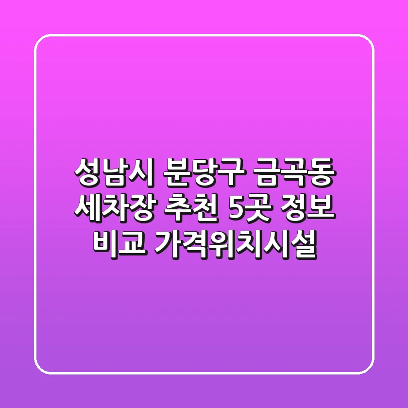 성남시 분당구 금곡동 세차장 추천: 5곳 정보 비교 (가격/위치/시설)