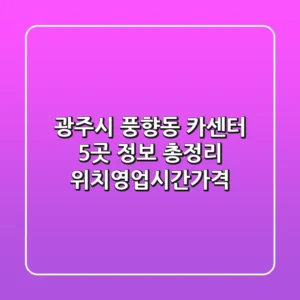광주시 풍향동 카센터 5곳 정보 총정리 - 위치/영업시간/가격