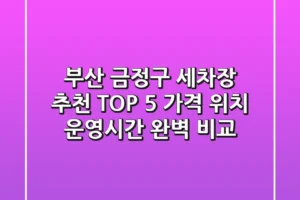 부산 금정구 세차장 추천 TOP 5 – 가격, 위치, 운영시간 완벽 비교