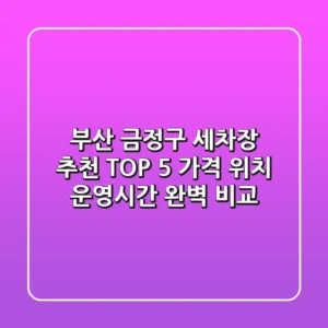 부산 금정구 세차장 추천 TOP 5 - 가격, 위치, 운영시간 완벽 비교