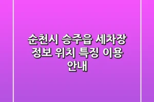 순천시 승주읍 세차장 정보: 위치, 특징, 이용 안내