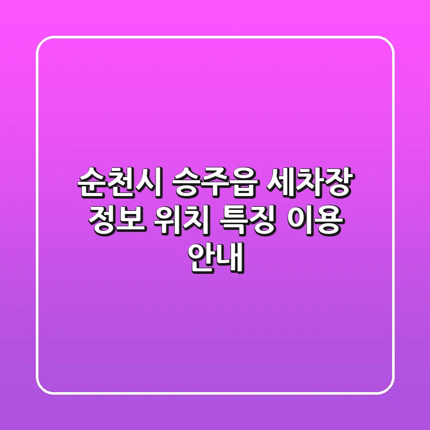 순천시 승주읍 세차장 정보: 위치, 특징, 이용 안내
