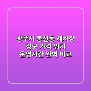 광주시 봉선동 세차장 정보: 가격, 위치, 운영시간 완벽 비교