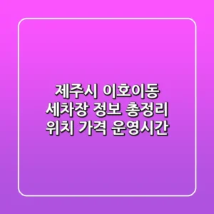 제주시 이호이동 세차장 정보 총정리 - 위치, 가격, 운영시간