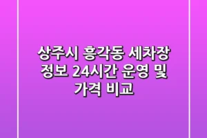 상주시 흥각동 세차장 정보: 24시간 운영 및 가격 비교