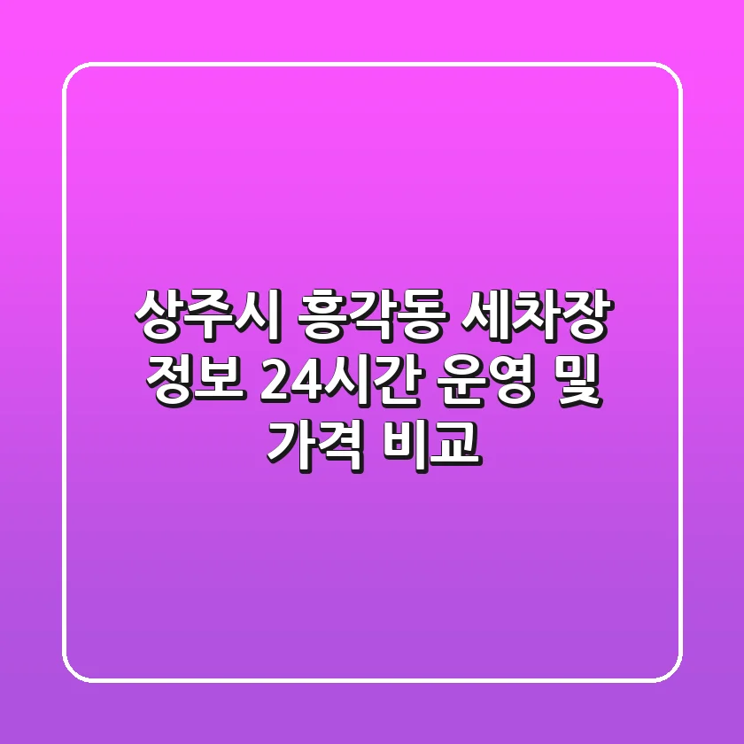 상주시 흥각동 세차장 정보: 24시간 운영 및 가격 비교