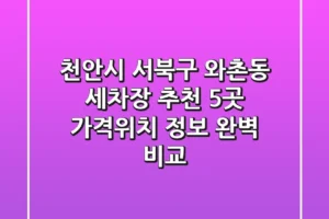 천안시 서북구 와촌동 세차장 추천: 5곳 가격/위치 정보 완벽 비교