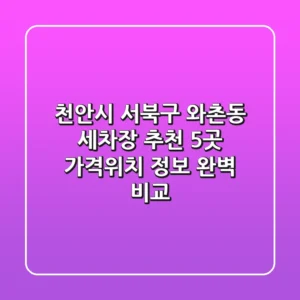 천안시 서북구 와촌동 세차장 추천: 5곳 가격/위치 정보 완벽 비교