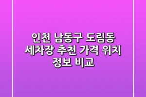 인천 남동구 도림동 세차장 추천 – 가격, 위치, 정보 비교
