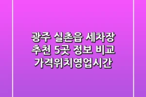 광주 실촌읍 세차장 추천: 5곳 정보 비교 (가격/위치/영업시간)