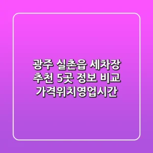 광주 실촌읍 세차장 추천: 5곳 정보 비교 (가격/위치/영업시간)