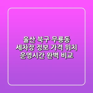 울산 북구 무룡동 세차장 정보: 가격, 위치, 운영시간 완벽 비교
