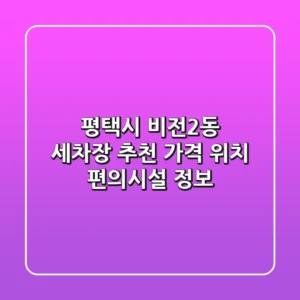 평택시 비전2동 세차장 추천 - 가격, 위치, 편의시설 정보