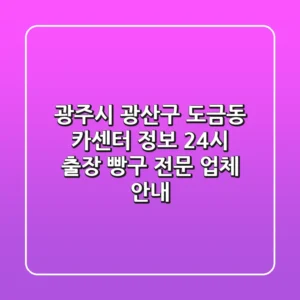 광주시 광산구 도금동 카센터 정보 - 24시 출장 빵구 전문 업체 안내